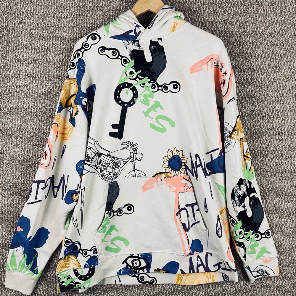No Boundaries Hoodie Mens XL Oversized Streetwear Mushroom Skater Retro Y2K R1
